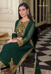 Asim Jofa Heavy Embroidered Spangle Work Chiffon 3 Piece Unstitched