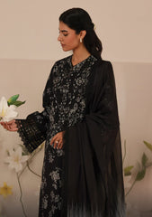 Afrozeh Black Chikan kari Embroidery Lawn 3 Piece Unstitched