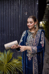 Aneela's Luxury Velvet Embroidered Collection 3 Piece Unstitched