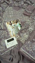 Maria B Luxury Net purple Embroidered Saree Unstitched / Stitched