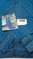 Azure Sequins Embroidered Chiffon 3 Piece Unstitched