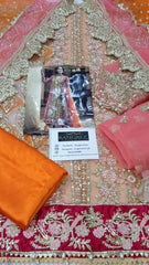 Crimson Luxury Organza Dress Embroidered 3 Piece Unstitched