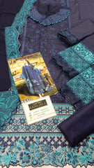 Azure luxury Lawn Chikan kari Embroidered 3 Piece Unstitched / Stitched
