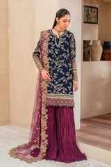 Xenia Formals Niran Embroidered Chiffon 3 piece Unstitched