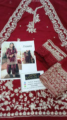 Azure Luxe Embellished Embroidered Chiffon 3 Piece Unstitched