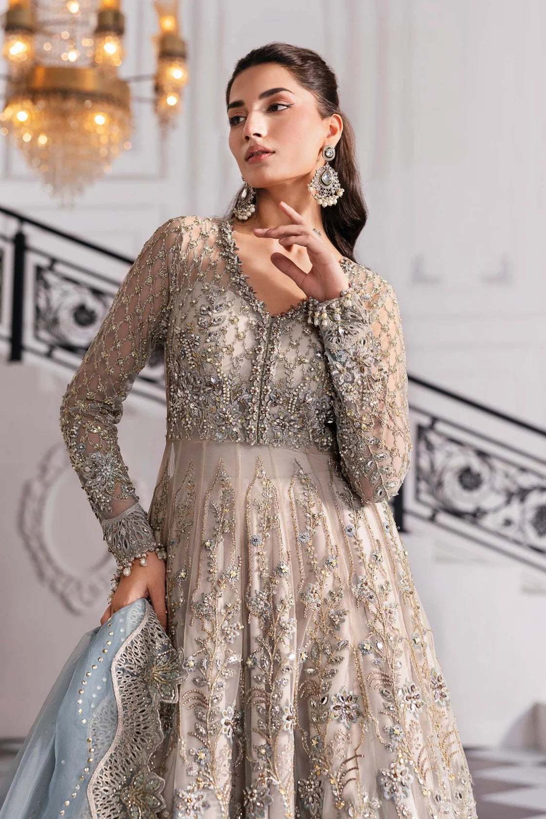 Maria B Embroidered Wedding Collection Soft Net Maxi Unstitched / Stit Rangrez Maria B Embroidered Wedding Collection Soft Net Maxi Unstitched / Stit Rangrez