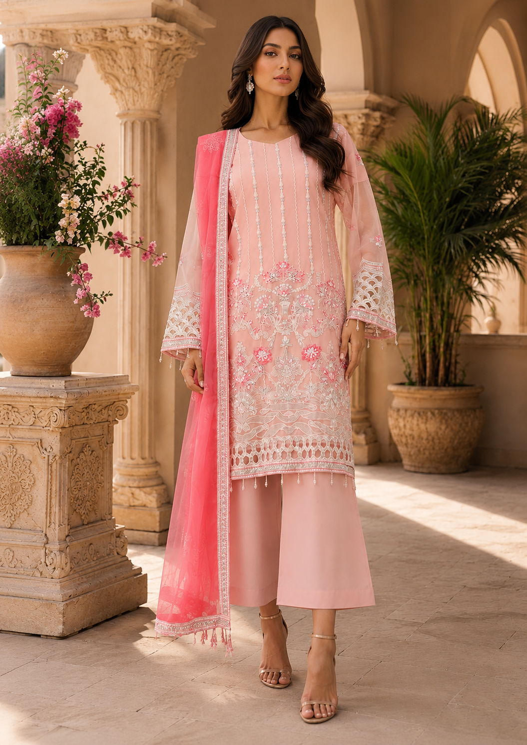 Rangrez luxury Chiffon Embroidered 3 Piece Unstitched / Stitched