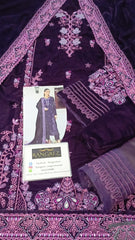 Nureh Purple Winter Velvet 3 Piece Unstitched / Stitched