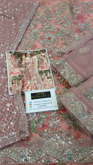 Hussain Rehar Wedding Collection Hand Work Organza 3 piece Unstitched