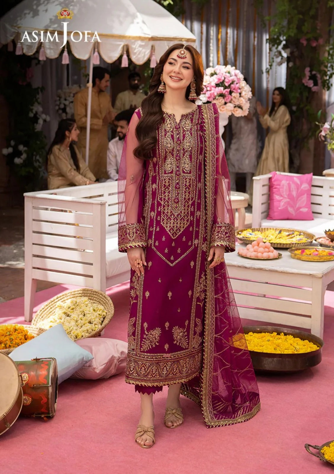 Asim Jofa Luxury Chiffon Embroidered 3 piece Unstitched