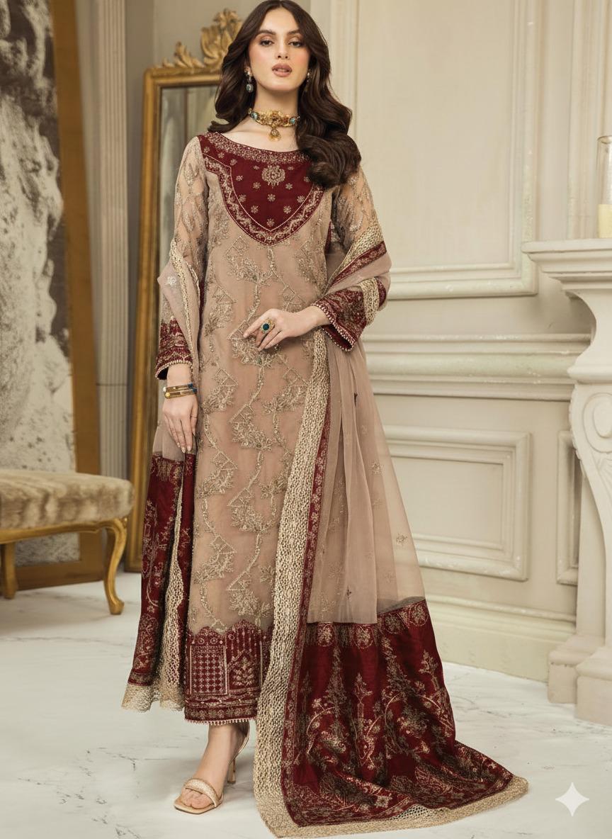 Nainsukh Formal Chiffon Collection Embroidered 3 Piece Unstitched / Stitched