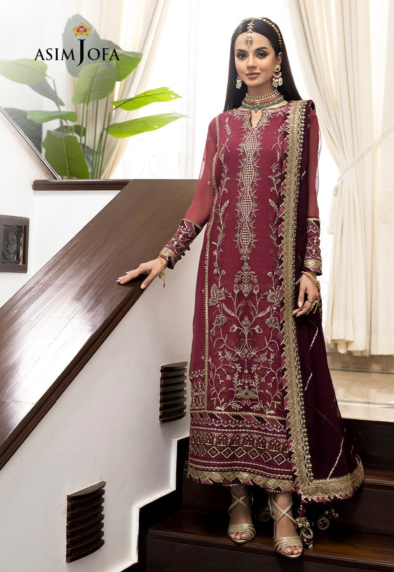 Asim Jofa Luxury Chiffon Embroidered 3 piece Unstitched
