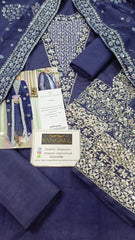 Hussain Rehar Lucent Blue Raw Silk Luxury Handmade Formal Collection 3 piece Unstitched