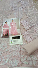 Baroque Pink Pearl Embroidered Organza Formal Collection Hand Work Embroidered 3 Piece Unstitched
