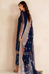 Farasha Blue Luxe Embroidered Chiffon 3 Piece Unstitched