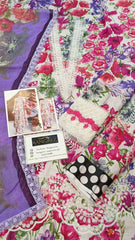 Maria B Luxury Lawn Embroidered 3 Piece Unstitched / Stitched