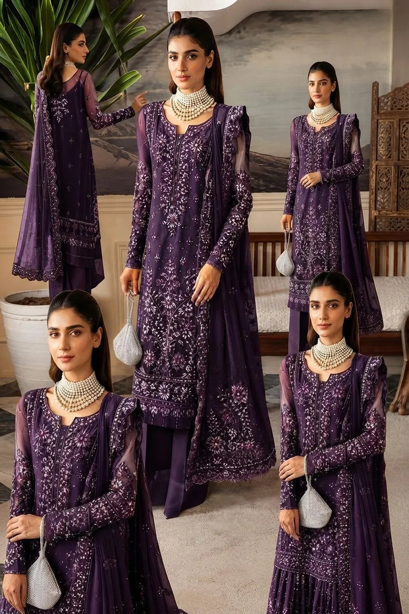Flossie Organza Dress Embroidered 3 Piece Unstitched / Stitched
