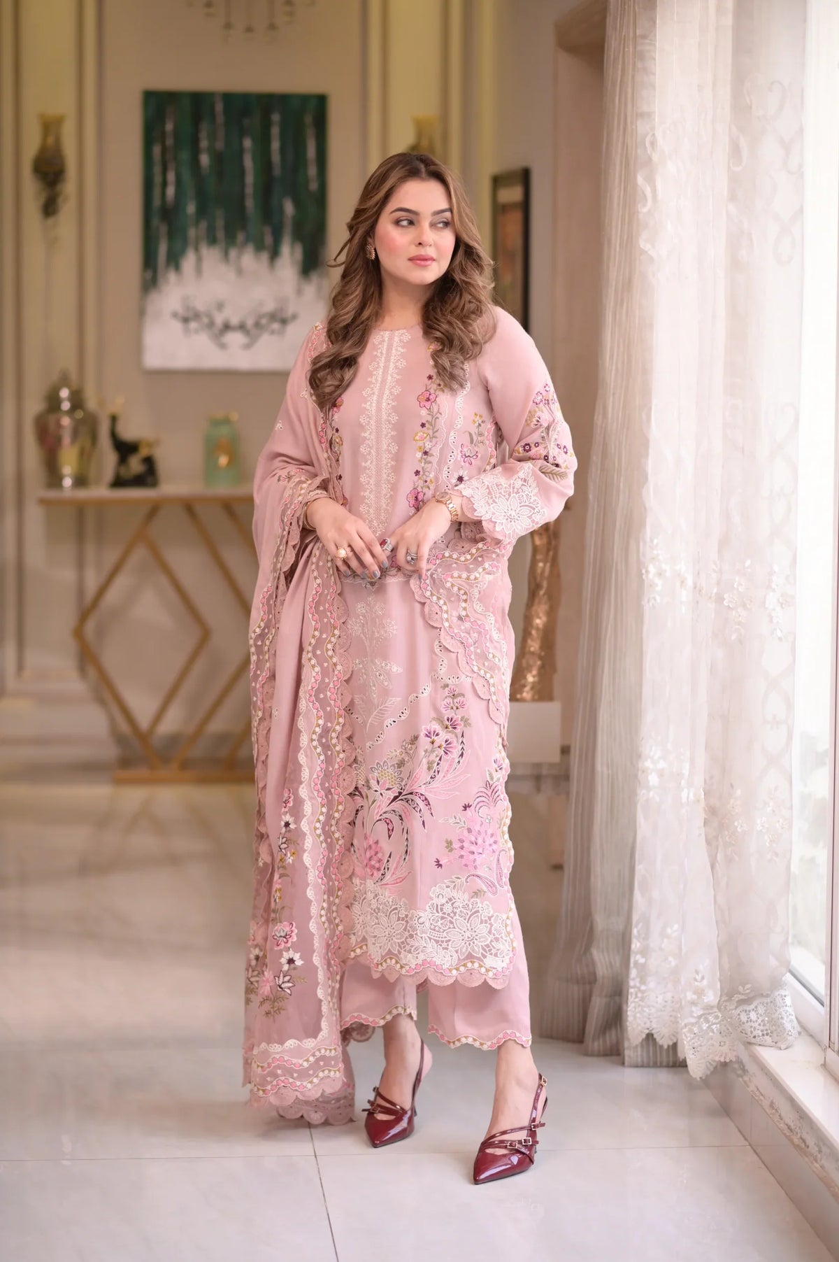 Aneela's Chicken Kari  Luxury Lawn Emb Collection 3Piece Unstitched / Stitched