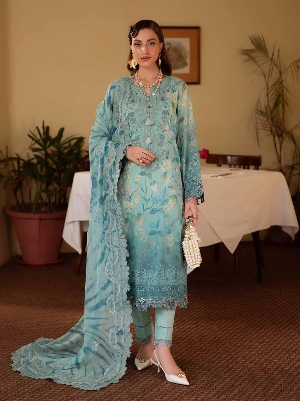 Nureh Luxury Lawn Emb Collection 3Piece Unstitched / Stitched
