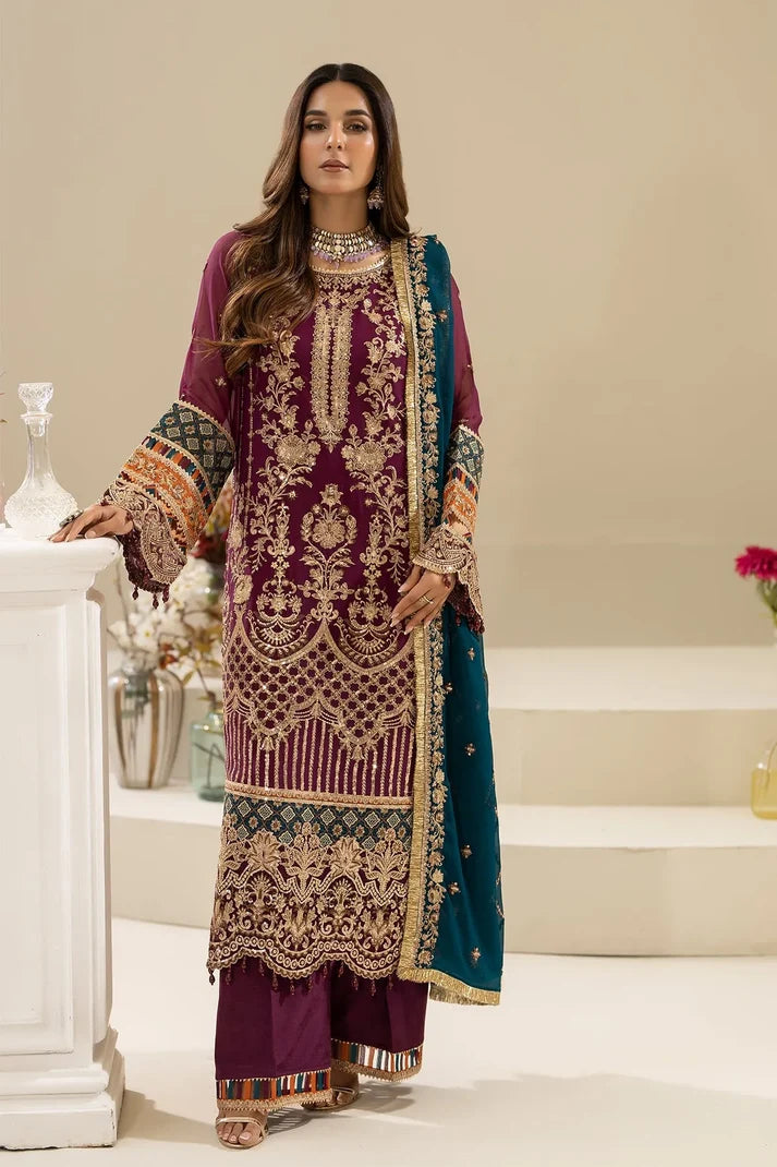 Imrozia Formal Embroidered Chiffon Dress 3 Piece Unstitched / Stitched