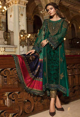 Maria B Green Embroidered Chiffon Luxury 3 Piece Unstitched
