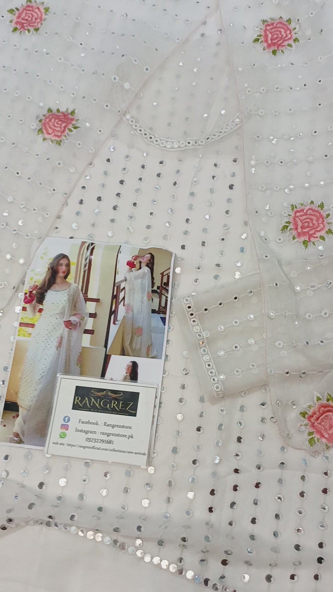 Rangrez Fancy Heavy Mirror Work Chiffon Embroidery 3piece Unstitched