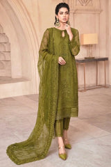 Mushq Formal Net Embroidered With Handwork 3 Piece Unstitched / Stitched