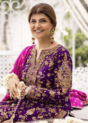 Farha Talib Aziz Wedding Festive Raw Silk Hand Made Collection Unstitched / Stitched