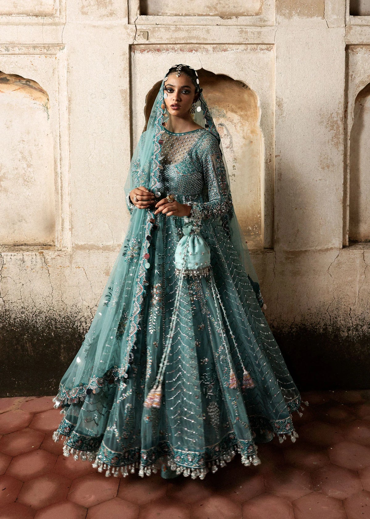Hussain Rehar Net Maxi Wedding Collection Hand Work 3 Piece Unstitched / Stitched