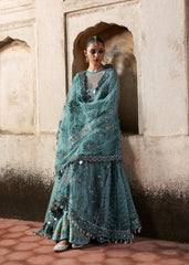 Hussain Rehar Net Maxi Wedding Collection Hand Work 3 Piece Unstitched / Stitched