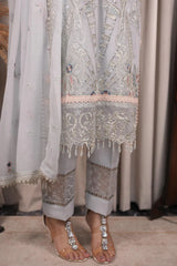 Azure Luxury Chiffon Dress Embroidered 3pcs Unstitched / Stitched