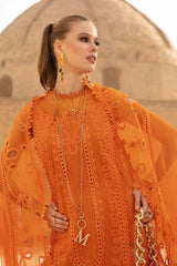 Maria B Orange Luxury Lawn Embroidered 3 Piece Unstitched