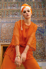 Maria B Orange Luxury Lawn Embroidered 3 Piece Unstitched