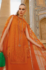 Maria B Orange Luxury Lawn Embroidered 3 Piece Unstitched