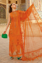 Maria B Orange Luxury Lawn Embroidered 3 Piece Unstitched