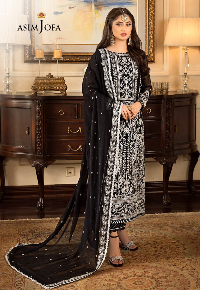 Asim Jofa Luxury Embroidered Chiffon 3 Piece Unstitched