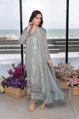 Azure  Sequins Embroidered Chiffon 3 Piece Unstitched