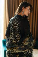 Mushq Navy Blue Luxury Silk Collection Embroidered 3 Piece Unstitched