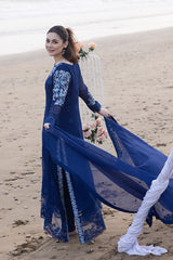 Azure Luxury Embroidered Chiffon 3 Piece Unstitched