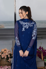 Azure Luxury Embroidered Chiffon 3 Piece Unstitched