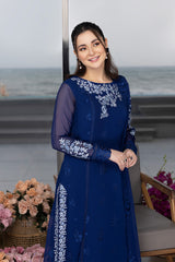 Azure Luxury Embroidered Chiffon 3 Piece Unstitched