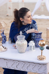 Azure Luxury Embroidered Chiffon 3 Piece Unstitched