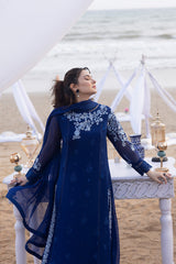Azure Luxury Embroidered Chiffon 3 Piece Unstitched