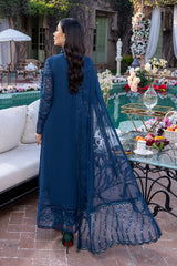 Azure Sequins Embroidered Chiffon 3 Piece Unstitched