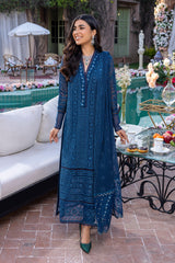 Azure Sequins Embroidered Chiffon 3 Piece Unstitched