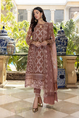 Azure Embroidered Luxury Organza Suit 3 Piece Unstitched